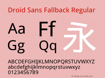 Droid Sans Fallback Regular Version 2.20 Font Sample