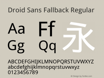 Droid Sans Fallback Regular Version 1.00c Font Sample