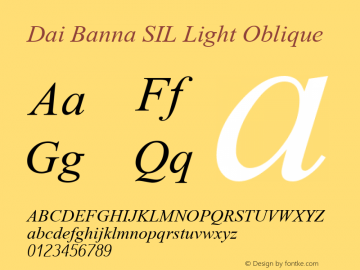 Dai Banna SIL Light Oblique Version 2.000 Font Sample