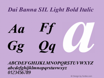 Dai Banna SIL Light Bold Italic Version 2.200 Font Sample