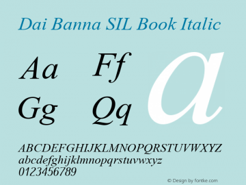 Dai Banna SIL Book Italic Version 2.200 Font Sample