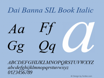 Dai Banna SIL Book Italic Version 2.200 Font Sample