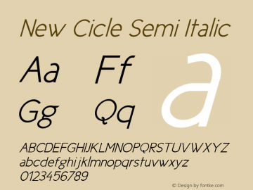 New Cicle Semi Italic Version 001.000 Font Sample