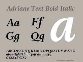 Adriane Text Bold Italic Version 1.000 2006 initial release图片样张