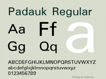 Padauk Regular Version 2.5 Font Sample