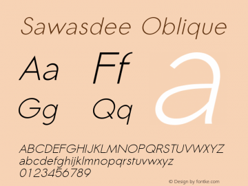 Sawasdee Oblique Version 002.000: 2014-03-17图片样张