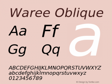 Waree Oblique Version 0.11.2: 2008-01-19图片样张