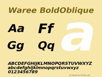 Waree BoldOblique Version 0.11.8: 2012-02-14图片样张