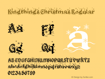 Kingthings Christmas Regular Version 1.0; November 2006 Font Sample