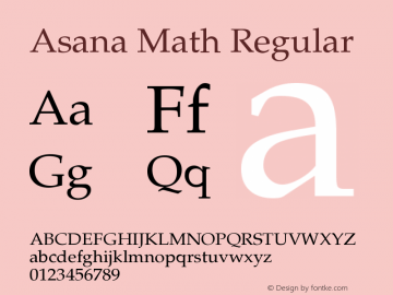 Asana Math Regular Version 000.949 Font Sample