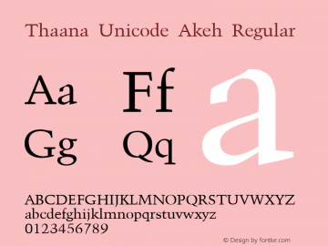 Thaana Unicode Akeh Regular Version 1.01图片样张