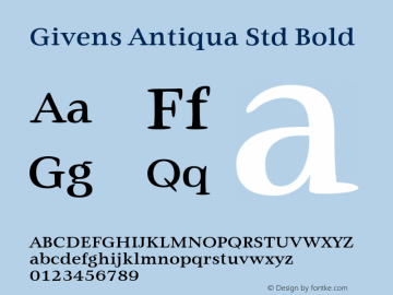 Givens Antiqua Std Bold Version 1.00 Font Sample
