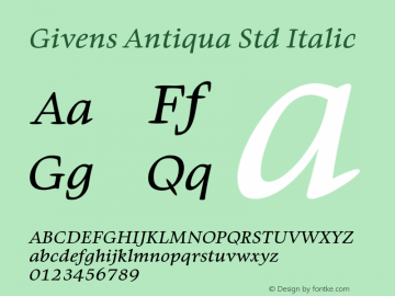 Givens Antiqua Std Italic Version 1.00图片样张