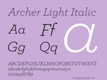 Archer Light Italic Version 1.200 Pro图片样张