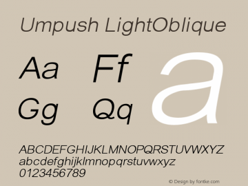 Umpush LightOblique Version 0.9.12: 2011-04-23 Font Sample
