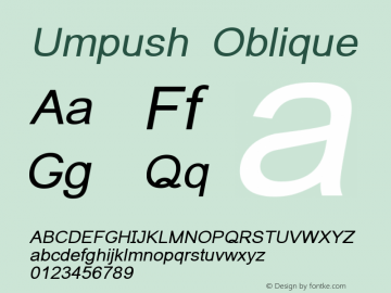 Umpush Oblique Version 0.9.14: 2012-02-14 Font Sample
