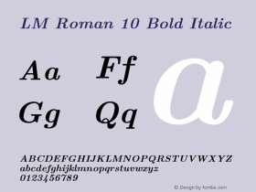 LM Roman 10 Bold Italic Version 1.106;PS 1.106;hotconv 1.0.49;makeotf.lib2.0.14853 Font Sample