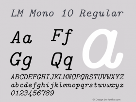 LM Mono 10 Regular Version 1.106;PS 1.106;hotconv 1.0.49;makeotf.lib2.0.14853 Font Sample