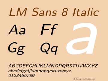 LM Sans 8 Italic Version 1.106;PS 1.106;hotconv 1.0.49;makeotf.lib2.0.14853图片样张
