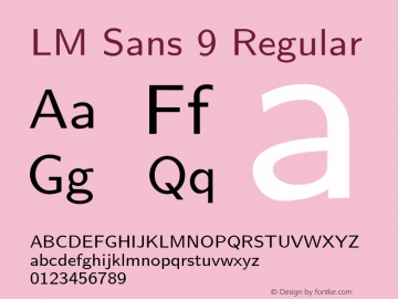 LM Sans 9 Regular Version 1.106;PS 1.106;hotconv 1.0.49;makeotf.lib2.0.14853 Font Sample