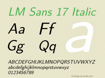 LM Sans 17 Italic Version 2.004;PS 2.004;hotconv 1.0.49;makeotf.lib2.0.14853图片样张