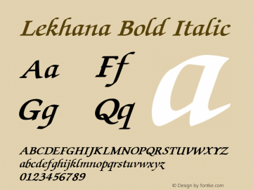 Lekhana Bold Italic Version 1.10 February 1, 2008 Font Sample