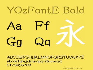 YOzFontE Bold Version 12.12 Font Sample