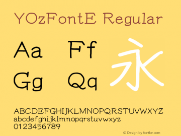 YOzFontE Regular Version 12.18 Font Sample