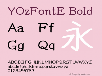 YOzFontE Bold Version 12.18 Font Sample