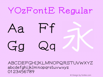 YOzFontE Regular Version 13.10 Font Sample