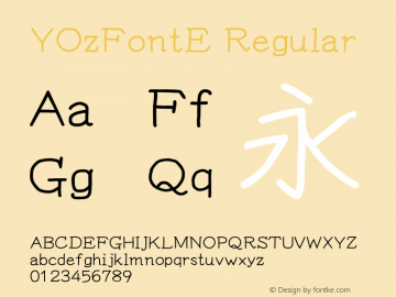 YOzFontE Regular Version 13.09 Font Sample