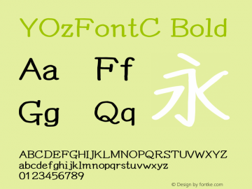 YOzFontC Bold Version 12.14 Font Sample