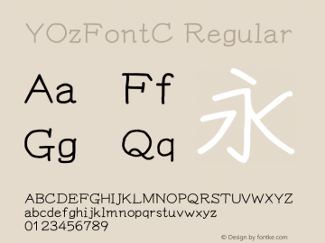 YOzFontC Regular Version 12.18 Font Sample