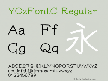YOzFontC Regular Version 13.08 Font Sample