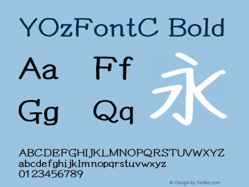 YOzFontC Bold Version 13.08 Font Sample