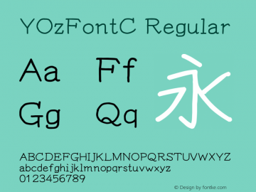 YOzFontC Regular Version 13.08 Font Sample
