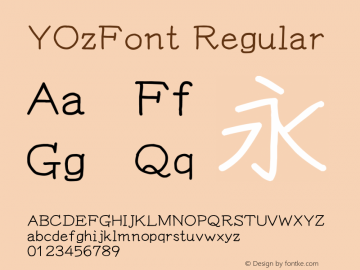 YOzFont Regular Version 12.12 Font Sample