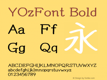YOzFont Bold Version 12.12 Font Sample