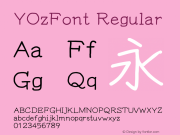 YOzFont Regular Version 12.12 Font Sample