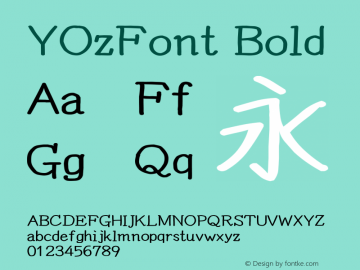 YOzFont Bold Version 12.12 Font Sample