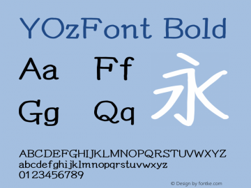 YOzFont Bold Version 12.12 Font Sample