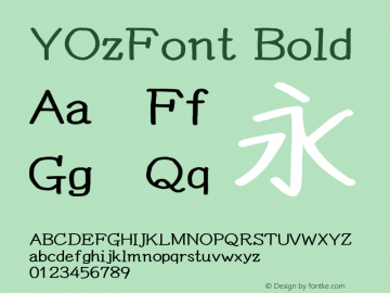 YOzFont Bold Version 12.14 Font Sample