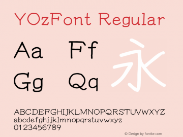 YOzFont Regular Version 12.18 Font Sample