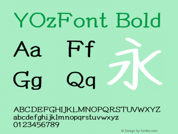 YOzFont Bold Version 12.18 Font Sample