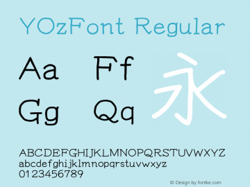 YOzFont Regular Version 12.18 Font Sample