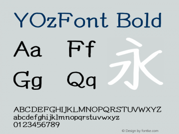 YOzFont Bold Version 12.18 Font Sample