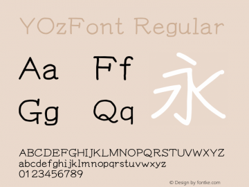YOzFont Regular Version 12.18 Font Sample