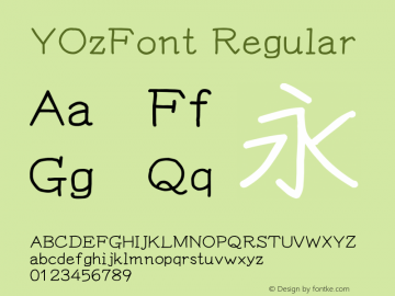 YOzFont Regular Version 12.18 Font Sample