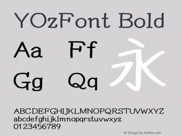 YOzFont Bold Version 12.18 Font Sample