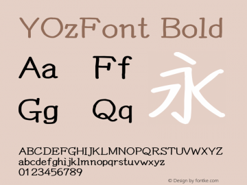 YOzFont Bold Version 12.18 Font Sample